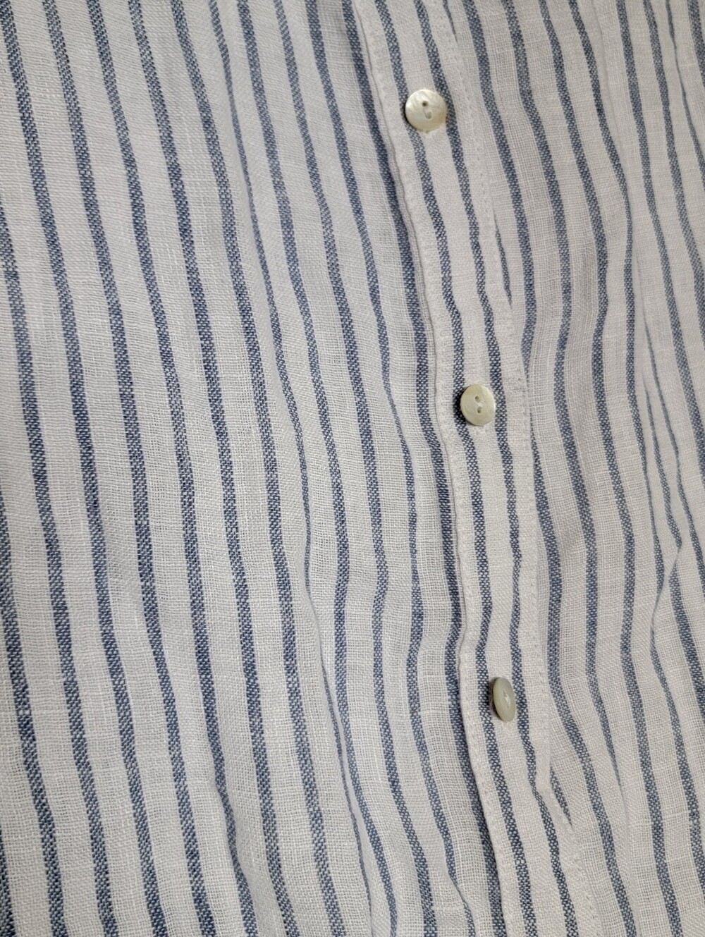 Christian Siriano White and Gray Striped Button-Down 100% Linen Shirt - Picture 4 of 12